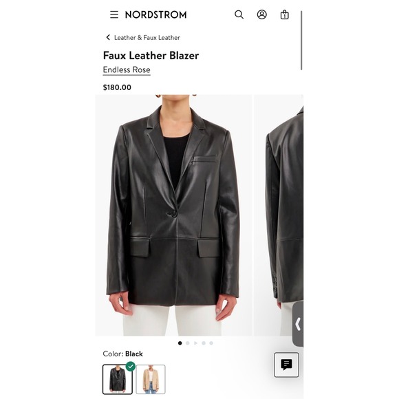 Endless Rose Faux Leather Blazer Black Size L - Picture 3 of 12